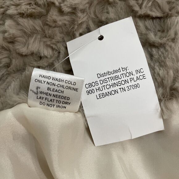 Taupe Faux Fur Swing Coat Jacket Womens Size M/L New - Picture 10 of 11